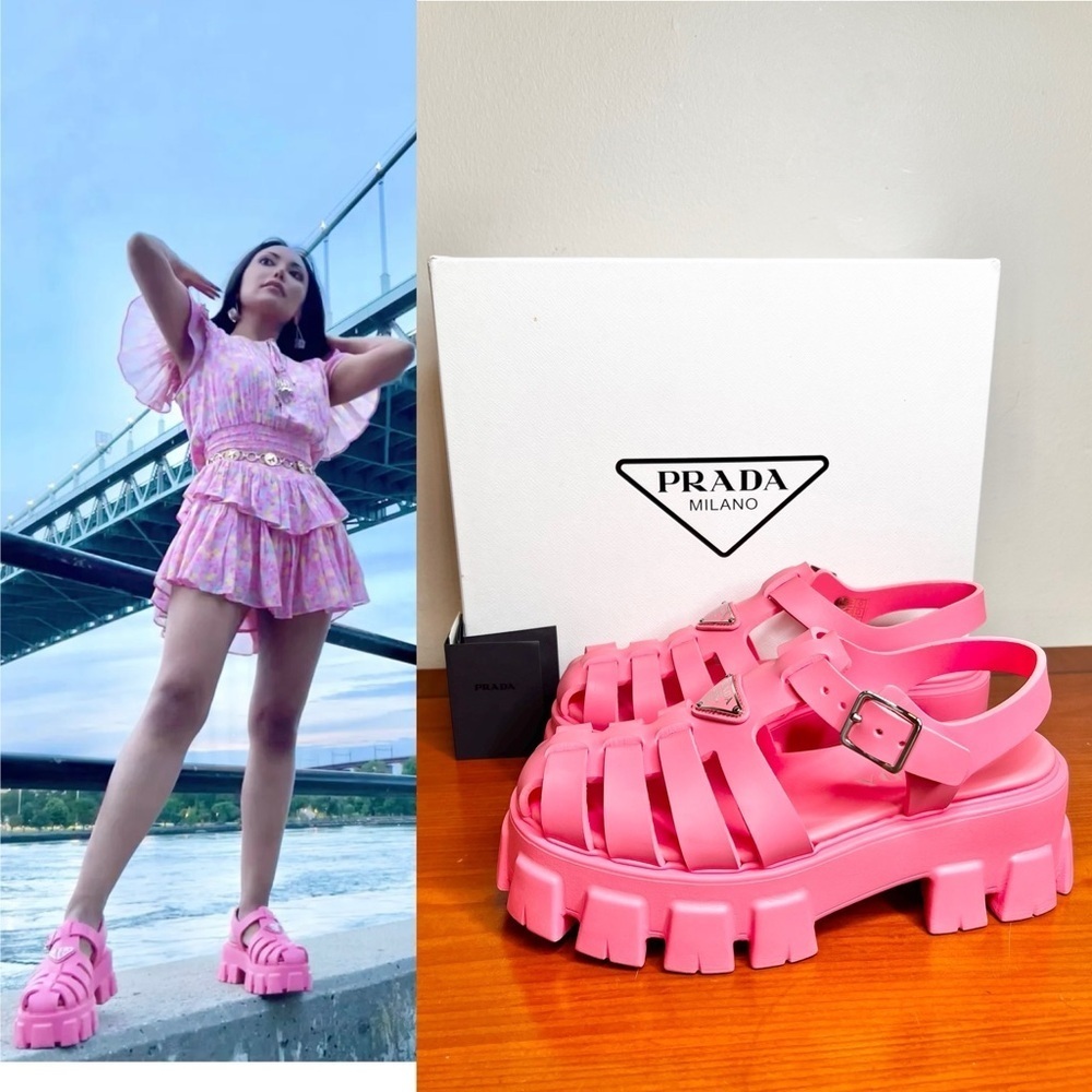 Prada Monolith Calzature Donna Rubber Fisherman Sandals Size 39